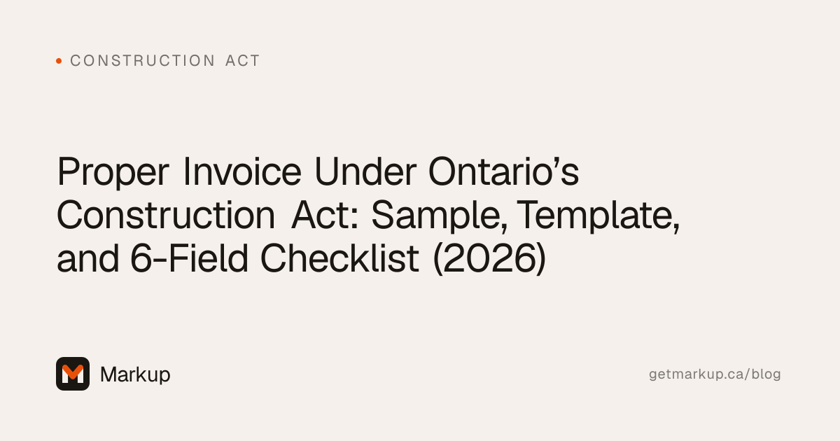 Proper Invoice Under Ontario Construction Act (2026)